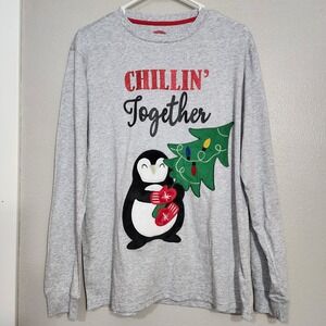 Holiday Sleep Top Penguin Chillin Together Women's Size Medium Long Sleeve